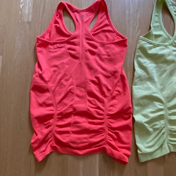 Athleta Set of 2 Womens Racer Back Tanks w Flattering Details /Lime / Orange / S - Picture 9 of 16